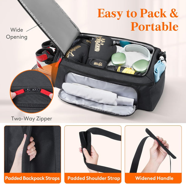 Lifewit Gym Bag for Men & Women with Shoe Compartment, 40L Carry On Duffle Bag for Travel, 3 In 1 Waterproof Weekender Workout Overnight Sports Backpack with Dry and Wet Seperation, Black