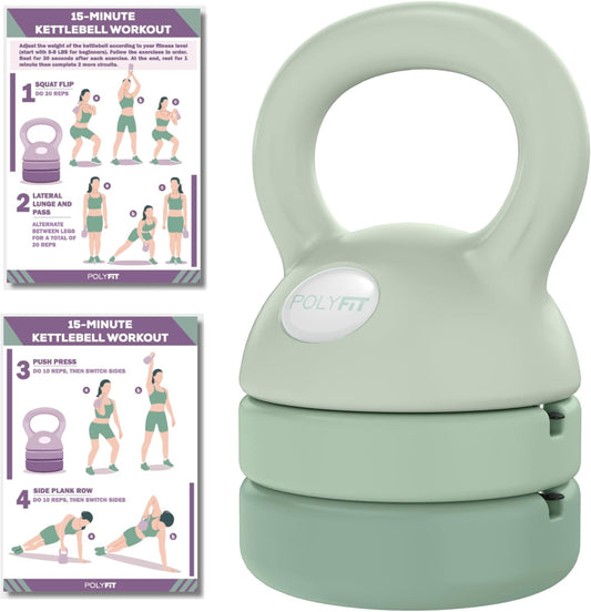Polyfit Adjustable Kettlebell | 5 lb - 12 lb | Kettlebells Weights Set for Home Gym | Kettle Bell Sets for Women at Home