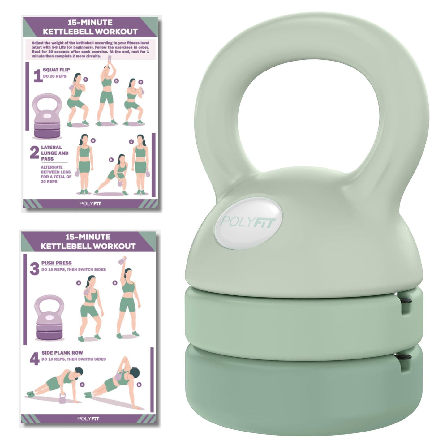 Polyfit Adjustable Kettlebell | 5 lb - 12 lb | Kettlebells Weights Set for Home Gym | Kettle Bell Sets for Women at Home