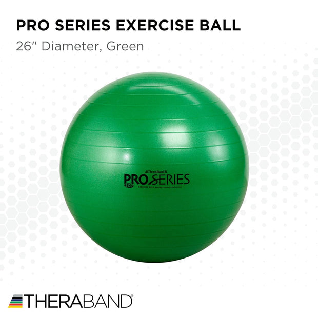 THERABAND Pro Series Exercise Ball, 26" Green Stability Trainer for 5'7"–6'1" Users, Anti-Burst Yoga & Pilates Ball, Balance & Core Trainer, For Athletes Fitness at Gym & Home