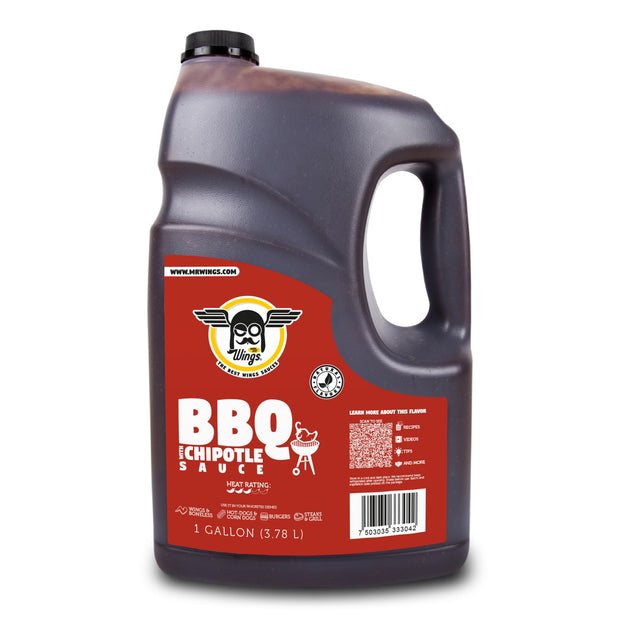 Mr Wings Chipotle Pepper & Orange Mild Sauce 1 Gallon (128 Fl Oz). Authentic consistent chili sauce, ideal for cooking pork and chicken. Big sauce bulk.