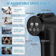 Massage Gun, Muscle Massage Gun for Athletes Handheld Electric Deep Tissue Back Massager, Percussion Massage Device for Pain Relief with 30 Speed Levels 9 Heads