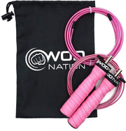 WOD Nation Attack Speed Jump Rope : Adjustable Jumping Ropes : Unique Two Cable Skipping Workout System : One Thick and One Light 11 Foot Cable : Perfect for Double Unders : Men and Women