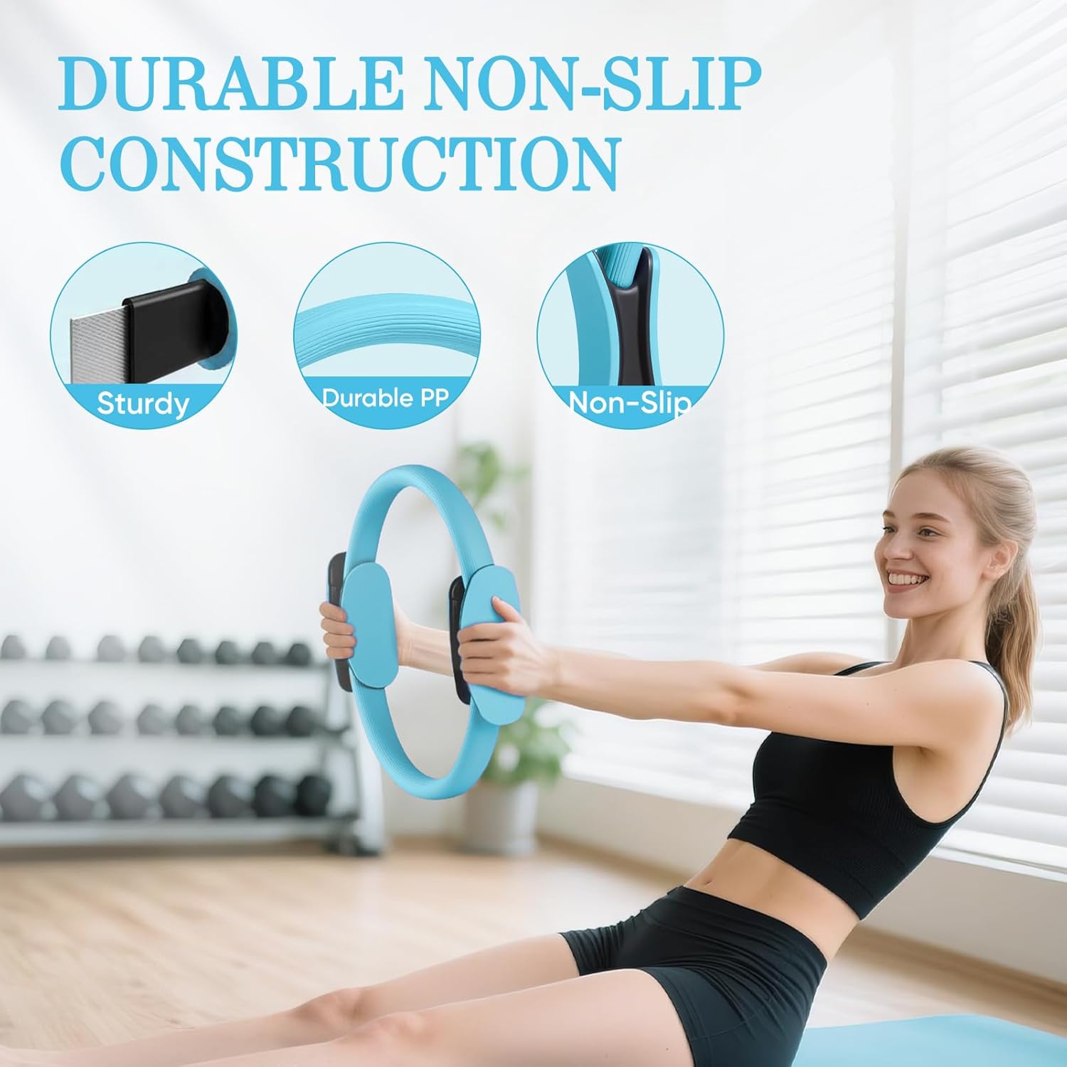 Home Pilates Kit for Women Pilates Equipment Ring and Ball Set Magic Circle Hoop with 5 Resistance Bands Compact Toning Fitness Essentials Starter Set Accessories
