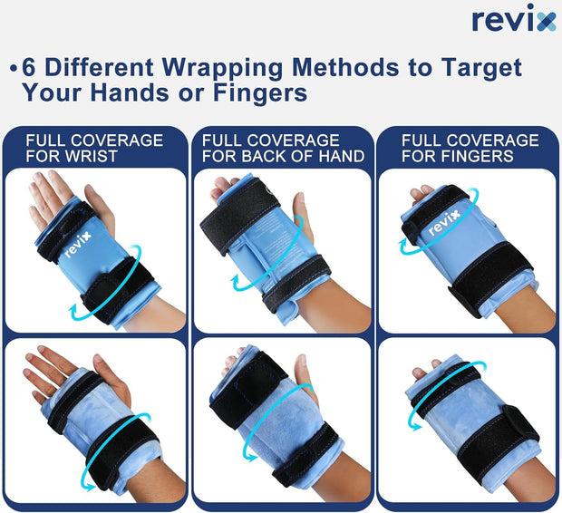 REVIX Wrist Ice Pack Wrap for Carpal Tunnel, Reusable Gel Ice Pack for Hand Relaxation, Cold Compress, Enhancing Comfort and Soothing Fatigue, 1Pack