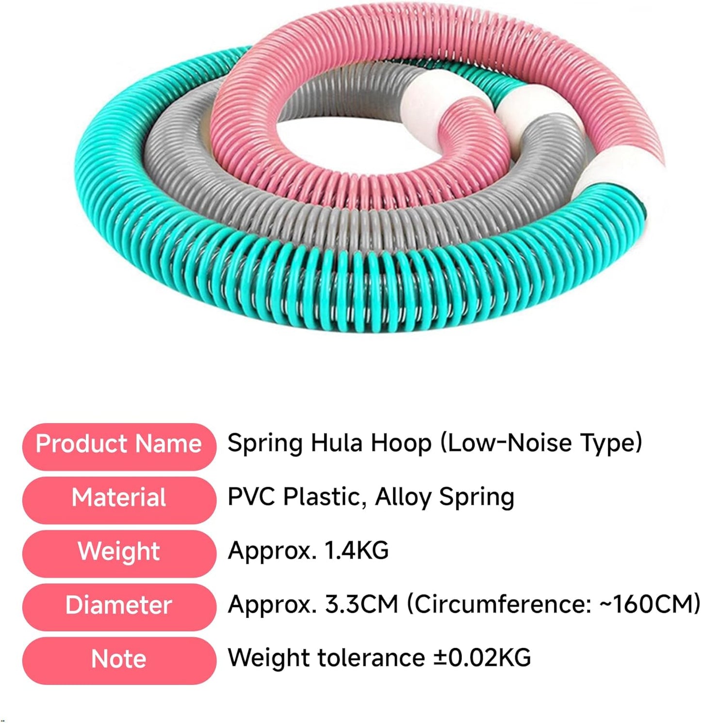 Infinity Hoop, Weighted Hula Hoop, Hula Hoops for Adults, Weighted Hula Hoops for Women - Spring Weighted Design Burns Fat, Shapes Waist, Back-Friendly Workout with Safety Rope
