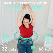 Weighted Hula Circle with 32 Links(66 Inch), Sweet Weight Ball, for Adults Weight Loss, Infinity Fitness Hoop Plus Size, for Women Smart Exercise Equipment