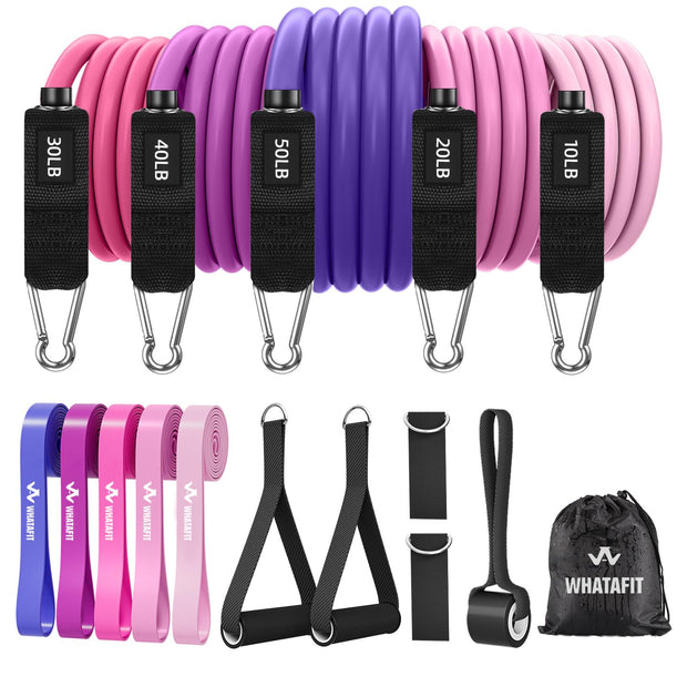 WHATAFIT Resistance Bands, Exercise Bands，Resistance Bands for Working Out, Work Out Bands with Handles for Men and Women Fitness, Strength Training Home Gym Equipment