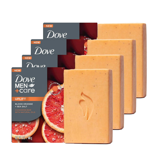DOVE MEN + CARE Cleansing Bar Soap Sandalwood + Cardamom Oil 4 Bars to Rebuild Skin in the Shower