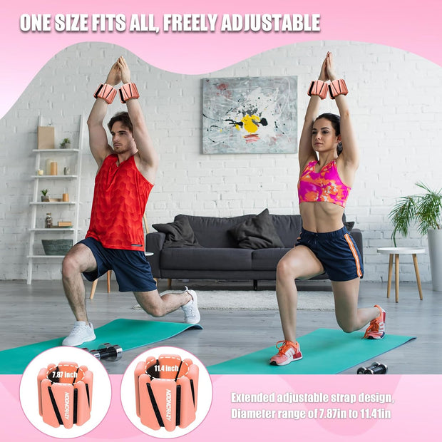 Wrist Ankle Weights Bangles 4lb/2lb for Women, Adjustable Silicone Pilates Weights Bracelet, Heavy Duty Fasteners Wearable Arm & Leg Weights for Yoga, Pilates, Barre, Walking and Gym (Set of 2)