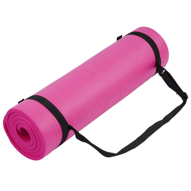 Yoga Mat, 1/2-Inch Extra Thick High Density Exercise Mat, Anti-Tear Exercise Yoga Mat with Carrying Strap, Suitable for Various Yoga Exercises