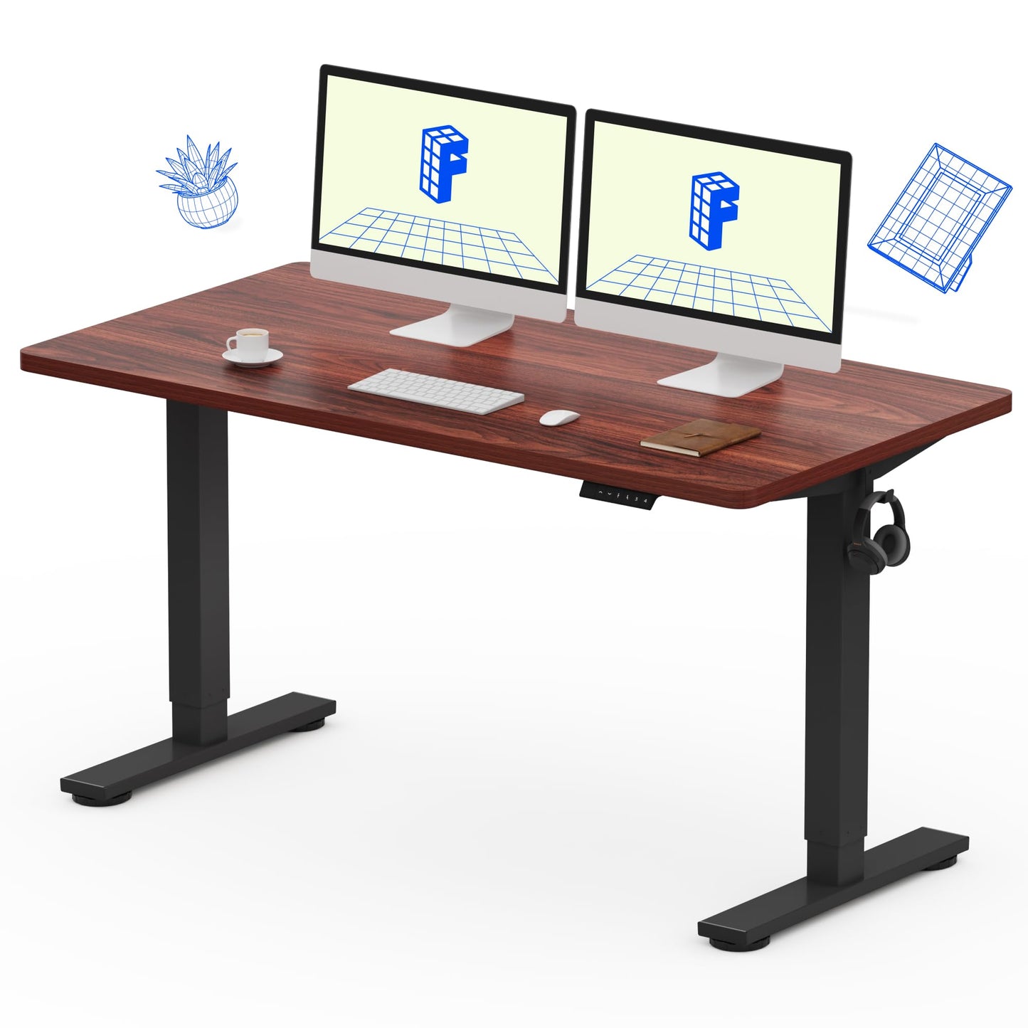 FLEXISPOT EN1 Whole-Piece Standing Desk, 48 x 24 Inches Height Adjustable Desk Stand up Desk Home Office Table for Computer Laptop (White Frame + Maple Desktop)