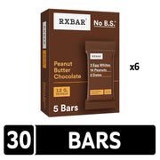 RXBAR Protein Bars, 12g Protein, Gluten Free Snacks, Peanut Butter Chocolate (6 Boxes, 30 Bars)