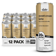 Slate Milk - High Protein Iced Coffee - Energy Variety Pack - Caramel Latte, Mocha Latte, Vanilla Latte - 175mg Caffeine, Lactose Free - 20g Protein, 1g Sugar - Protein Coffee - 11 fl oz, 12 Cans