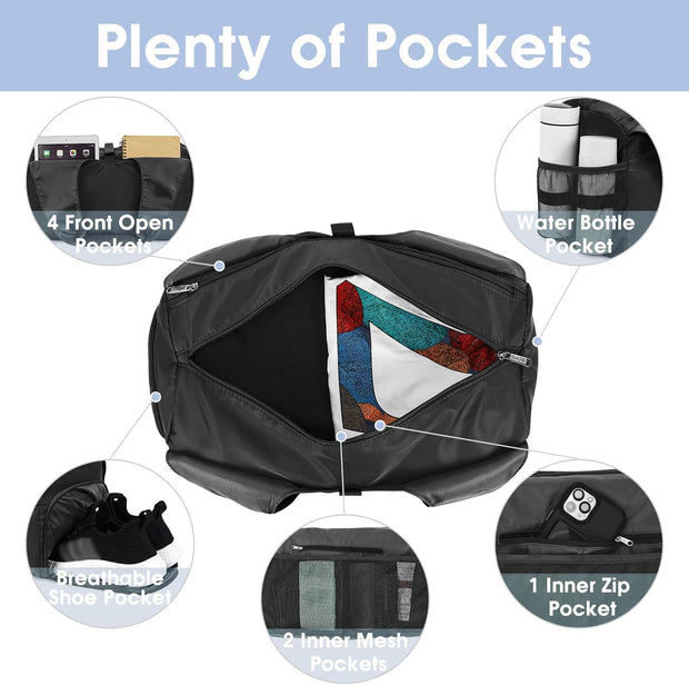 sportsnew Yoga Gym Bags for Women with Shoes Compartment & Wet Dry Storage Pockets & Adjustable Yoga Mat Holder, Patent Pending