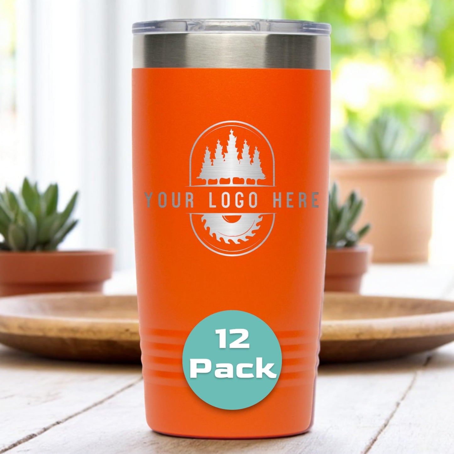 20oz Stainless Steel Tumbler - Upload Your Logo, Custom Engraved, Double Wall Vacuum Insulated Travel Mug, Ideal for Corporate Gifts, Events, and Sports Teams