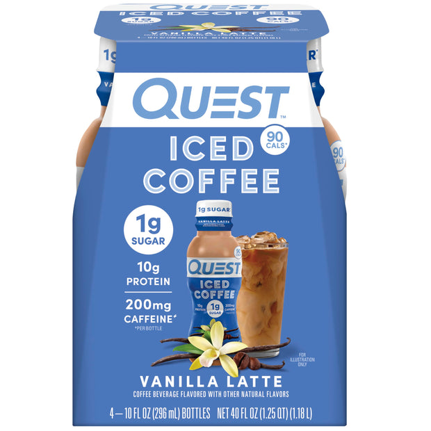 Quest Nutrition Iced Coffee, Mocha Latte, 1g of Sugar, 10g of Protein, 90 calories, 200mg of caffeine, 12 Count