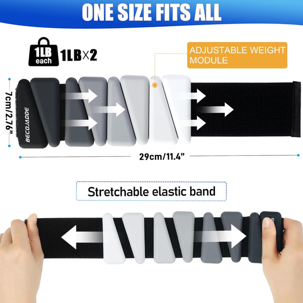 Wrist Weights for Women At Home Ankle Weights Set of 2 (1 lb /2 Lbs Each) Adjustable Weighted Wristbands Arm Leg Weights for Women Men Suitable for Walking Swimming Running Pilates Yoga Gym