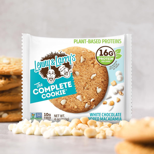 Lenny & Larry’s The Complete Cookie, White Chocolate Macadamia – 4oz Soft-Baked Vegan Cookies (Pack of 6) by Savanova – Plant-Based, Non-GMO, High Protein Snack, Dairy-Free, Egg-Free