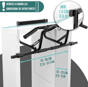 PULLUP & DIP Pull-up bar for door frames for hanging without screws and no slipping, professional door bar, pull-up bar with padded handles