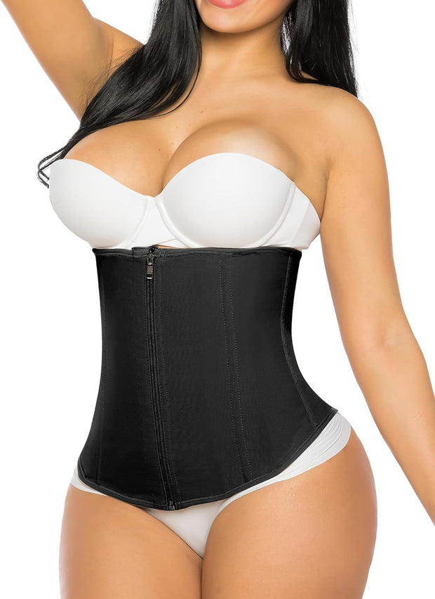YIANNA Latex Waist Trainer for Women Tummy Control Zipper Underbust Corset Cincher Hourglass Body Shaper
