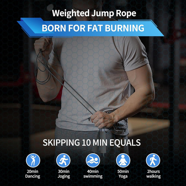 Weighted Jump Rope for Men，Women and kids(1LB), Jump Ropes for Fitness, Speed Skipping Rope, Gym,Indoor/Outdoor - Fitness, Workout, Boxing,crossfit