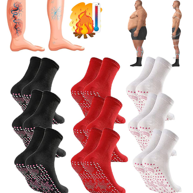 Tourmaline Socks For Varicose Veins,Footfda Tourmaline Socks,Footfda Tourmaline Acupressure Self-Heating Shaping Socks (6Pair)