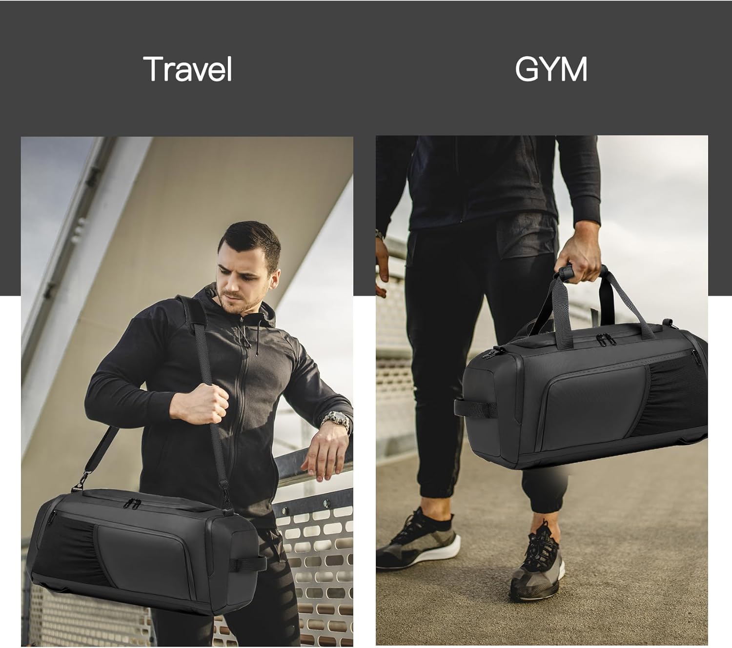 Gym bag for Men with Shoes Compartment - 40L Duffle Bag for Travel with Wet Pocket,3 in 1 Waterproof Sports Bags and Gym Backpack with Water Bottle Holder