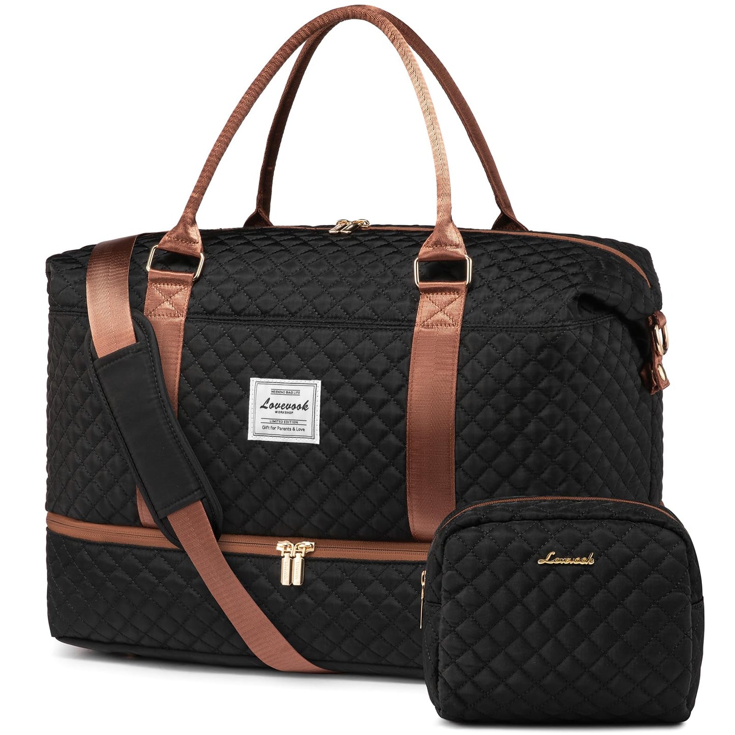 LOVEVOOK Travel Duffle Bag,Weekender Bags for Women with Shoe Compartment，Carry on Overnight Bag with Toiletry Bag,Gym Duffel Bag with Wet Pocket, Hospital Bags for Labor and Delivery