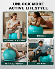 Trideer Exercise Yoga Ball Chair with Base for Home Office Desk, Stability & Fitness Ball Seat to Relieve Back Pain, Home Gym Workout for Abs, Pregnancy Ball with Pump
