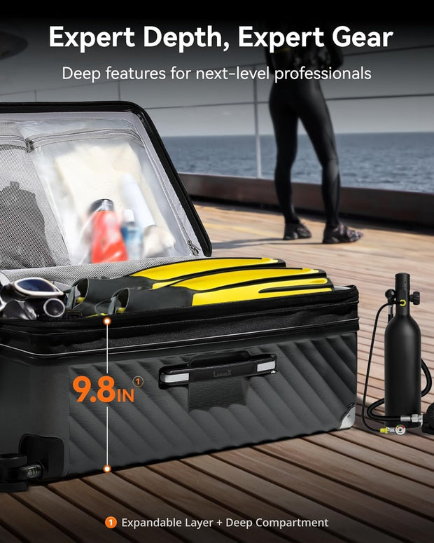 LUGGEX Trunk Luggage, Large Suitcases with Shock-Absorbing Spinner Wheels, Deep Capacity Expandable Hard Shell Suitcase 28 Inch, Charcoal Metallic, 92.2L