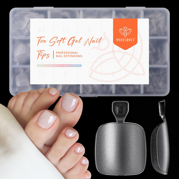 Modelones Medium Almond Nail Tips 510Pcs Clear False Acrylic Almond Press on Nails Pre-shape Full Cover Fake Extension DIY at Home 15 Sizes