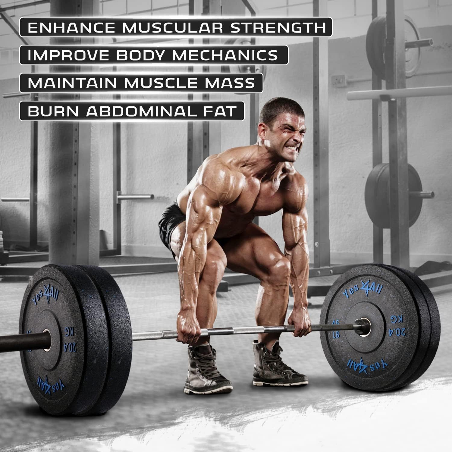 Yes4All 2" Bumper Plate, 10-190 LB Olympic Rubber Weight Plate with Steel Hub for WeightLifting, Strength Training, Home Gym, Less Impact, Absorb Bounce & Shock, Multiple Options