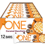 ONE Coffee Shop Caffeinated Protein Bars, Caramel Macchiato, Gluten Free with 20g Protein and 65mg of Caffeine Energy, Pantry Staples, 2.12 oz (12 Count), Packaging May Vary