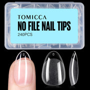 TOMICCA Medium Almond Nail Tips, 504Pcs Acrylic, 12 Sizes Half Matte Soft Gel, Nail Extension for Beginner and Professional