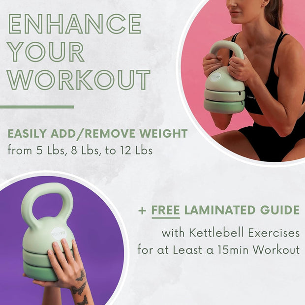 Polyfit Adjustable Kettlebell | 5 lb - 12 lb | Kettlebells Weights Set for Home Gym | Kettle Bell Sets for Women at Home