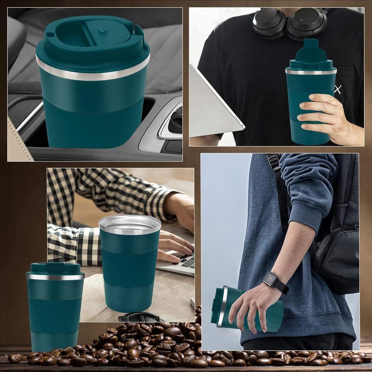Coffee Mug 12oz - Insulated Travel Mug Spill Proof with Leakproof Lid Vacuum Stainless Steel Travel Coffee Mug Water Tumbler to GO, Reusable Coffee Cup for Men and Women for Hot & Cold Drinks