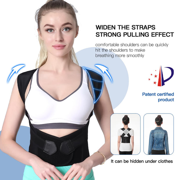 Posture Corrector for Women and Men,Adjustable Shoulder Straightener,Back Support Brace,Upper Spine scoliosis, hunchback