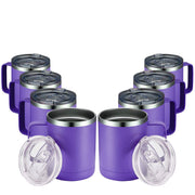 MEWAY 12oz Coffee Mug With Handle and Sliding Lid,Stainless Steel Travel Tumbler Cup with Handle,Double Wall Vacuum Insulated Camping Cup for Hot & Cold Drinks Tea (Purple,Set of 1)
