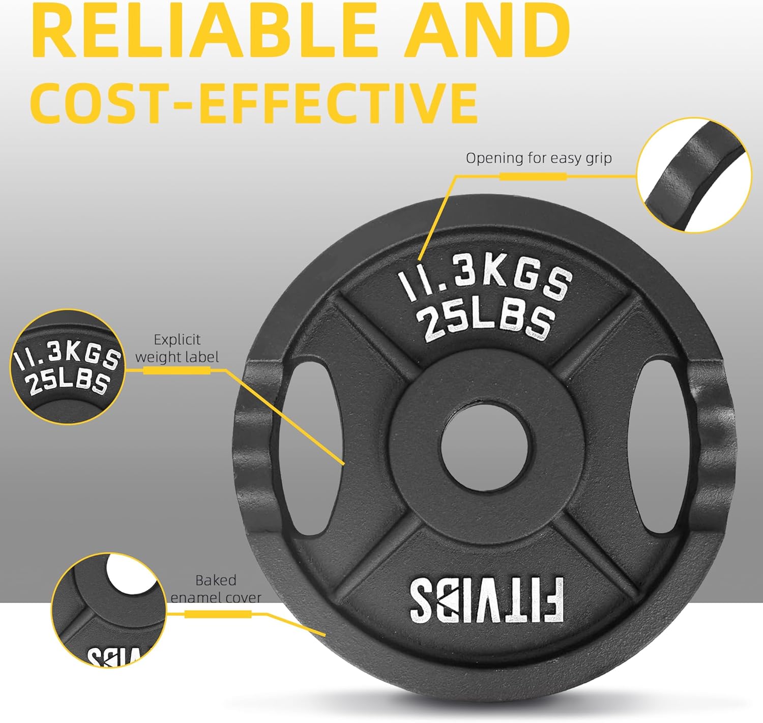 2-Inch Olympic Cast Iron Plate Weight Plate for Strength Training and Weightlifting, Multiple Sizes