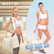 MAXTOP Women's Gym Yoga Duffle Bag with 2 Bonus Shoe Pouches, Multi-Purpose Overnight Travel Bag for Gym Work Dance Sports