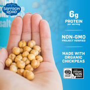 Saffron Road Roasted and Crunchy Sea Salt and Cracked Pepper Chickpeas | High Protein Snacks | Gluten-free, Vegan, Non-GMO, and Certified Halal and Kosher | 5.4oz Pouch | Pack of 6