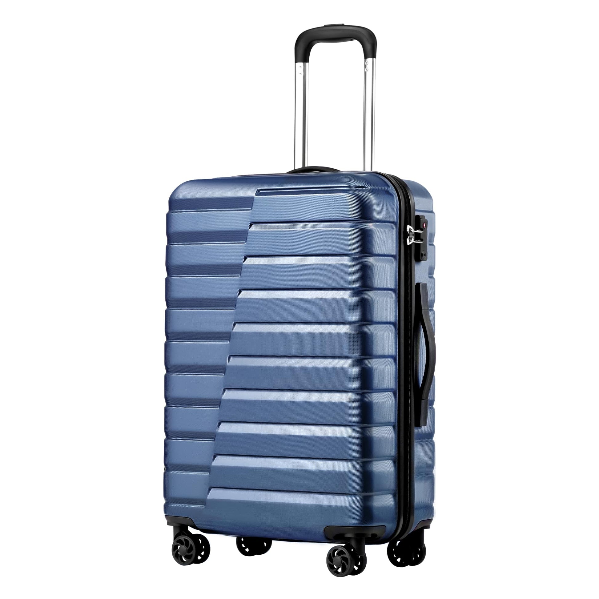 Coolife Expandable Suitcase Luggage set PC ABS TSA Lock Spinner Carry on 3 Piece Sets (blue)
