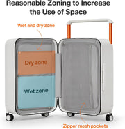 mixi 26 Inch Large Checked Luggage Suitcase with Spinner Wheels Upgrade Wide Handle PC Hard Shell Rolling Travel Suitcase with TSA Lock, Smoke White