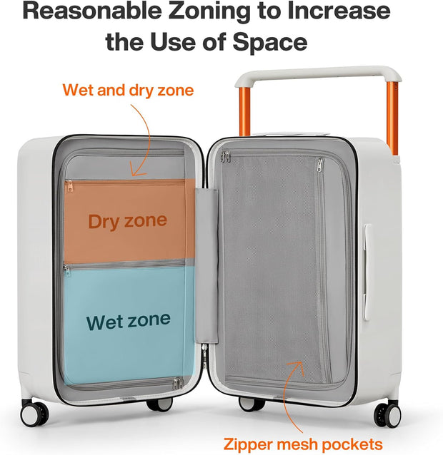 mixi 26 Inch Large Checked Luggage Suitcase with Spinner Wheels Upgrade Wide Handle PC Hard Shell Rolling Travel Suitcase with TSA Lock, Smoke White