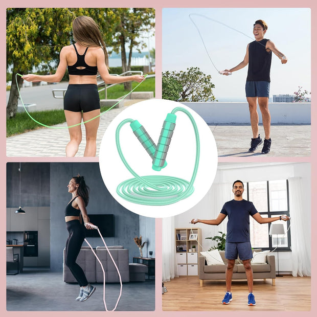 Jump Rope for Women & Men Adjustable Length Cotton Skipping Rope for Adults & Kids Workout Equipment for Weight Loss, Cardio, Boxing & Fitness Suitable for Home, Gym & School Use