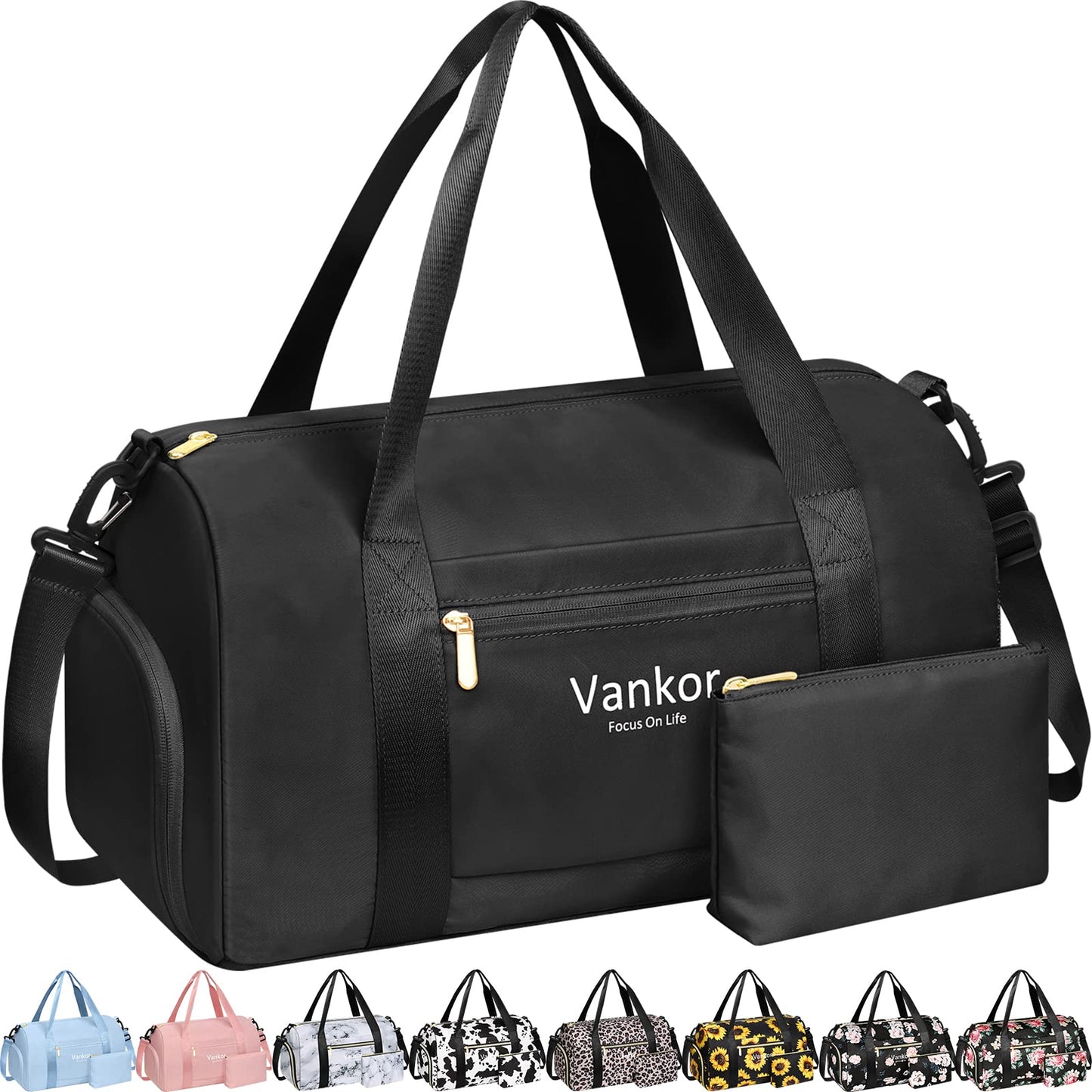 Gym Bag for Women with Shoe Compartment Waterproof, Sports Duffle Bag for Travel Duffel Weekender Carry on Beach Yoga Overnight Luggage Mommy Maternity Hospital Bag Blue 17.5 Inch