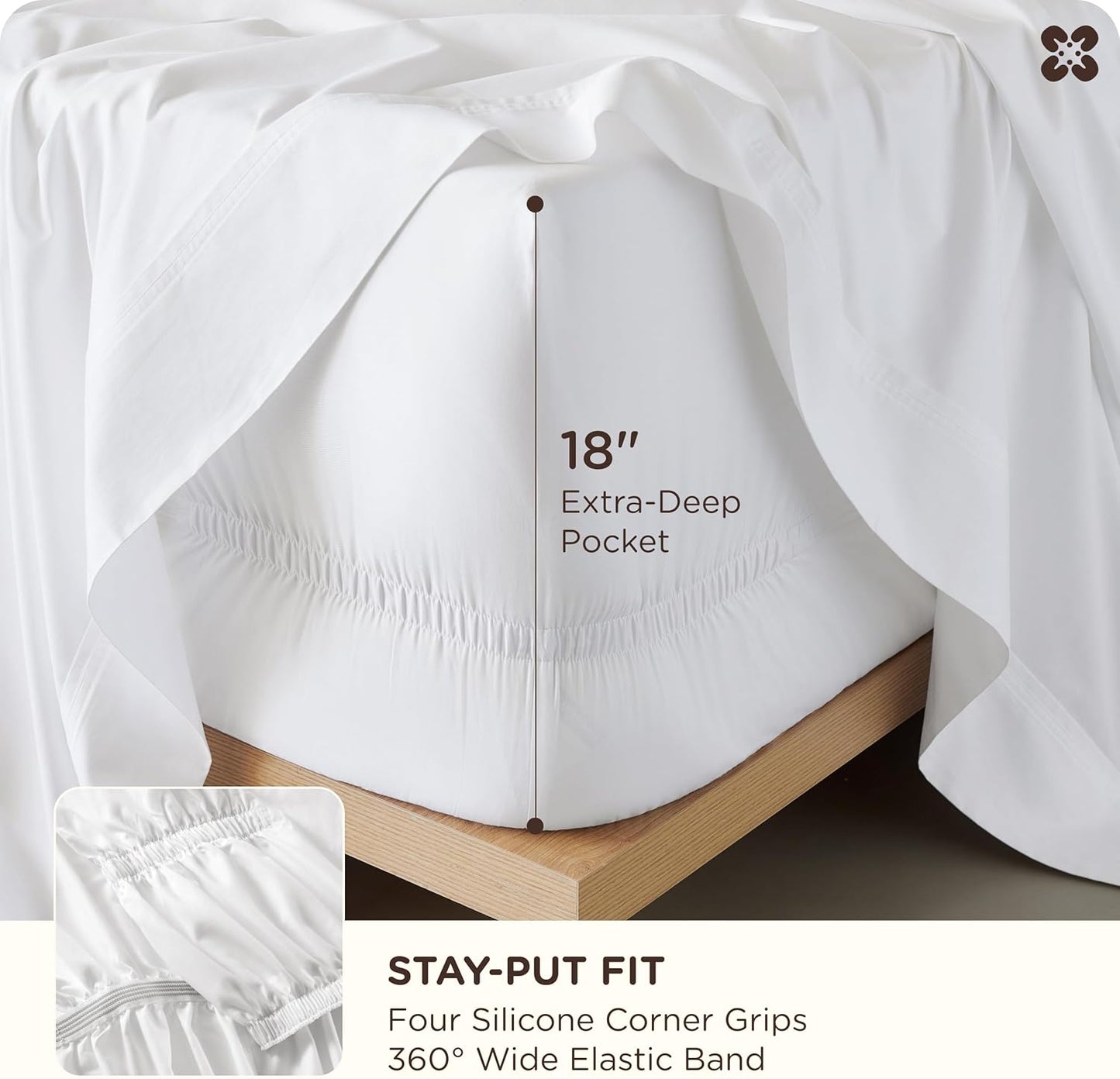 Bedsure Cooling Sheets, Rayon Derived from Bamboo & Cotton Blend, GentleSoft, Breathable, King Size Sheets Set, Deep Pocket Up to 18 Inches, Hotel Luxury Bedding for Hot Sleepers, White