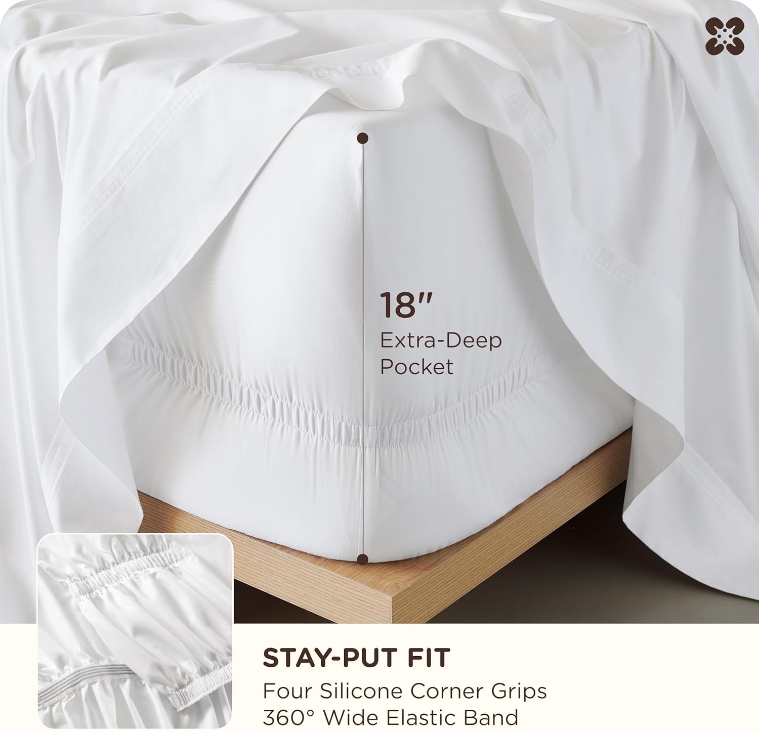 Bedsure Cooling Sheets, Rayon Derived from Bamboo & Cotton Blend, GentleSoft, Breathable, King Size Sheets Set, Deep Pocket Up to 18 Inches, Hotel Luxury Bedding for Hot Sleepers, White