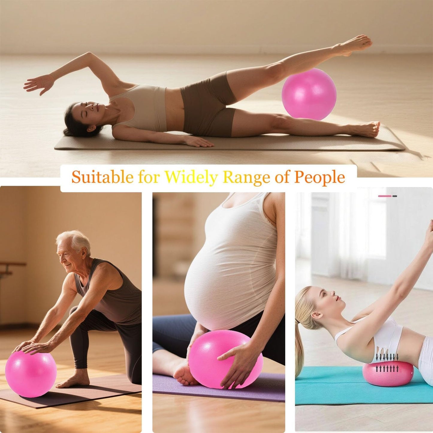 Basan Pilates Ring Kit – Pilates 14" Magic Circle, 9" Mini Exercise Ball for Inner Thighs, Arms & Core Toning – Home Pilates Fitness Ring Workout Set for Women Beginner Starter kit